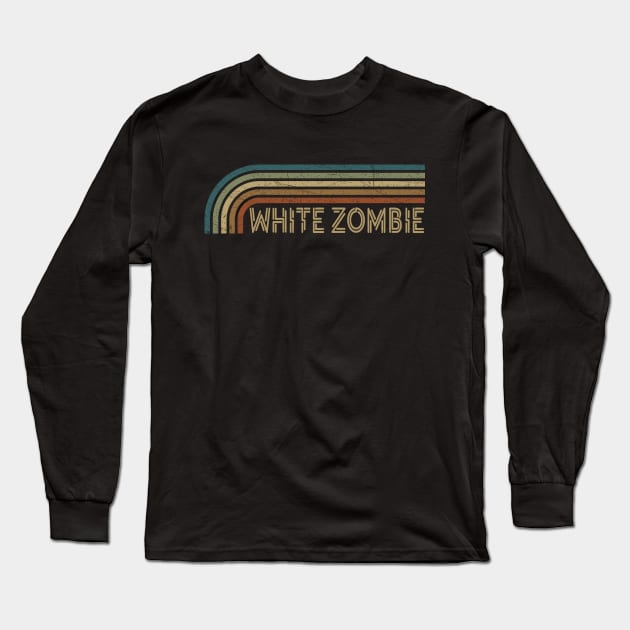 White Zombie Retro Stripes Long Sleeve T-Shirt by paintallday